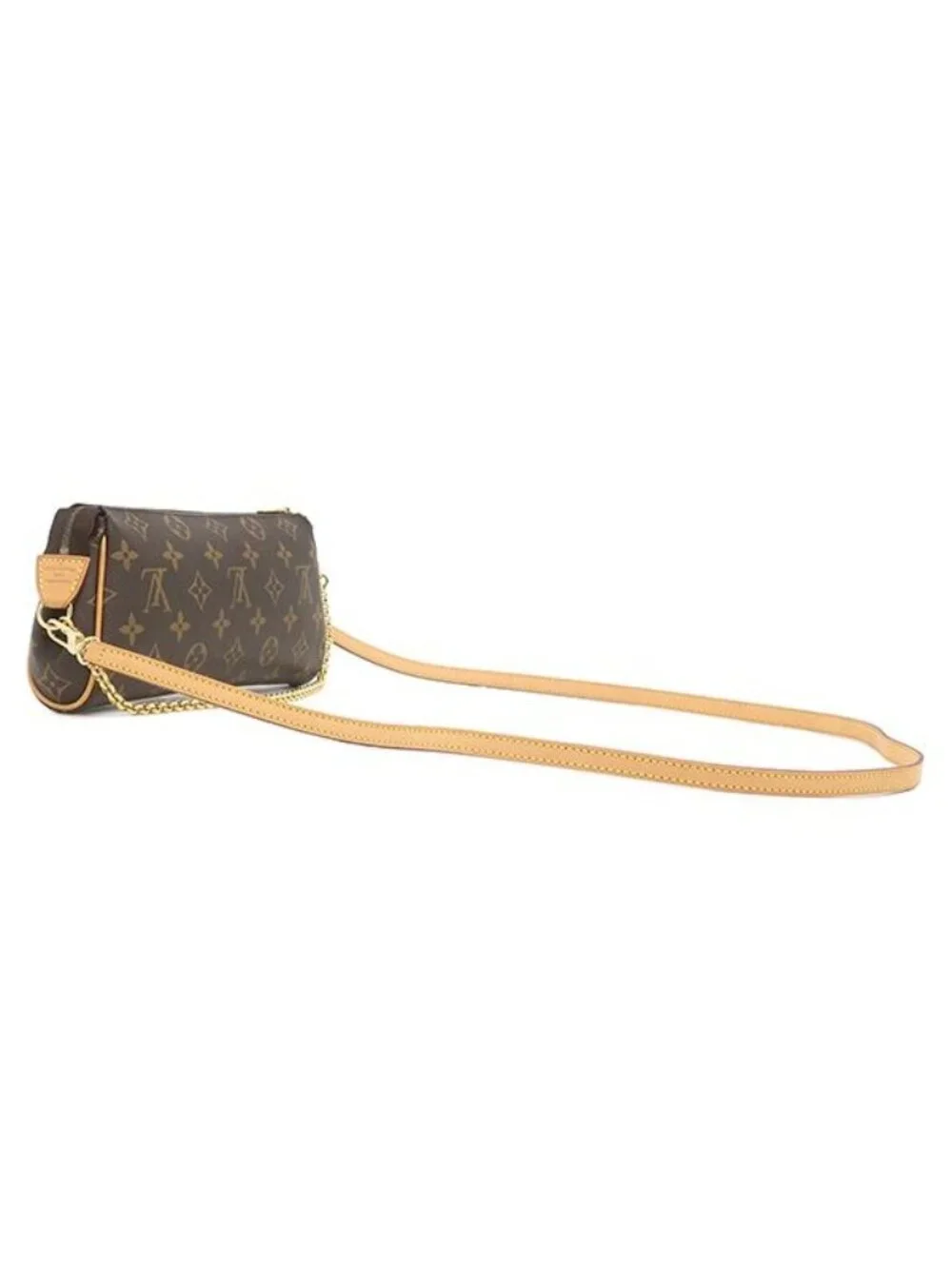 Louis Vuitton 2-Way Bag Monogram Canvas Gold Brown Chain